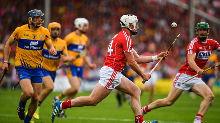 Patrick Horgan of Cork controls the sliotar during the Munster Final against Clare