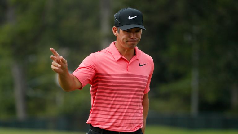 ATLANTA, GA - SEPTEMBER 24:  Paul Casey of England reacts on the first green during the final round of the TOUR Championship at East Lake Golf Club on Sept