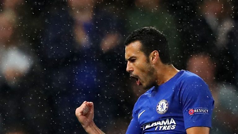 Pedro opens the scoring for Chelsea against Qarabag