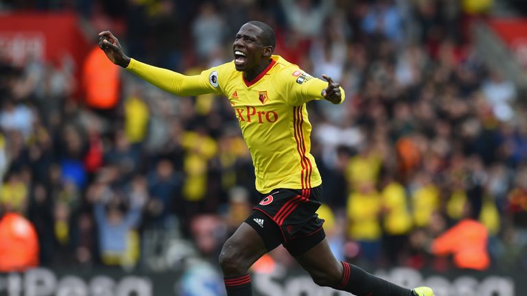 Abdoulaye Doucoure celebrates after scoring his sides first goal