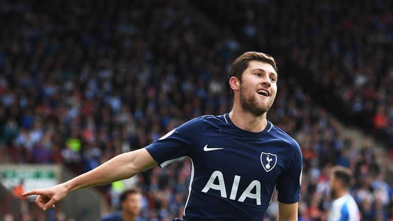 Ben Davies celebrates after scoring Tottenham's second goal of the game