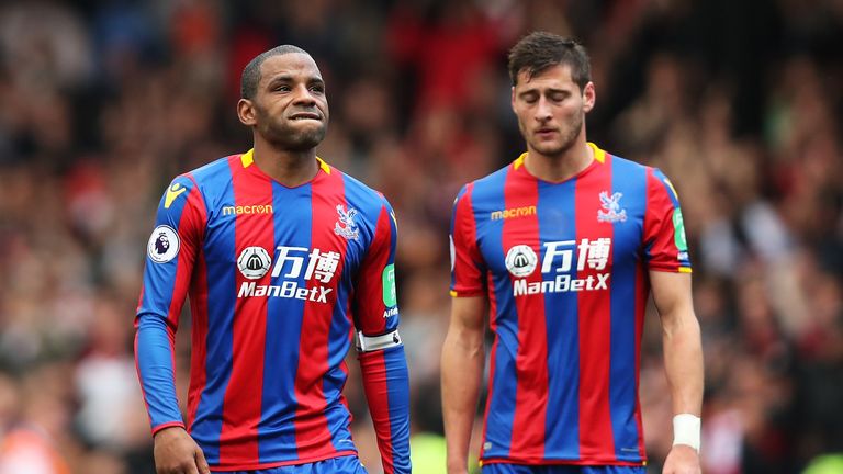 Jason Puncheon and Joel Ward leave the field following a 1-0 loss to Southampton and fifth straight Premier League defeat