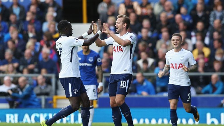 Harry Kane celebrates his second goal of the game