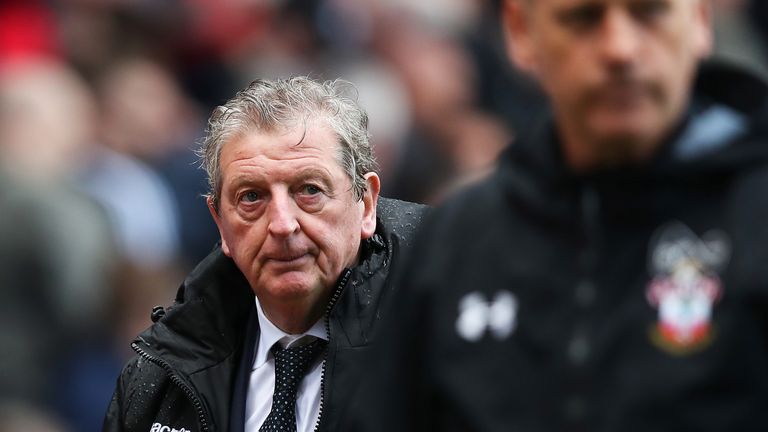 Roy Hodgson leaves the field after his Crystal Palace team suffered a 1-0 loss to Southampton in his first game in charge
