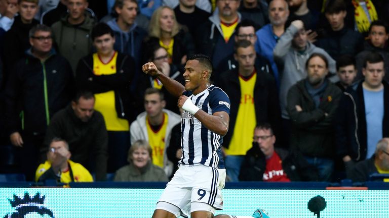 Salomon Rondon of West Bromwich Albion celebrates scoring the opening goal at The Hawthorns