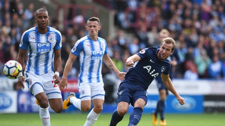 Harry Kane curls in his second goal at the John Smiths Stadium