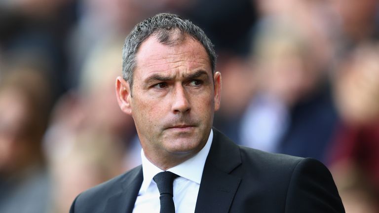 SWANSEA, WALES - SEPTEMBER 23:  Paul Clement, Manager of Swansea City looks on prior to the Premier League match between Swansea City and Watford at Libert