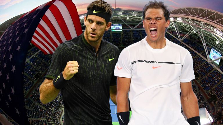 A general view of Arthur Ashe Stadium with Juan Martin del Potro and Rafael Nadal at US Open 2017 GRAPHIC