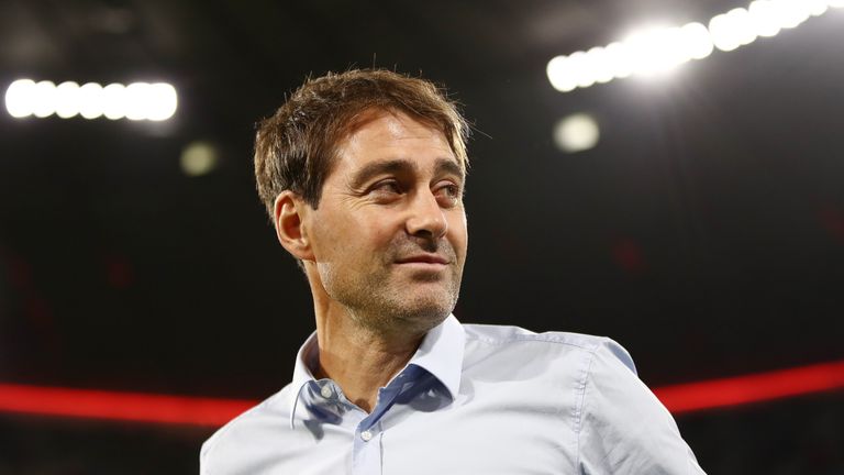 MUNICH, GERMANY - SEPTEMBER 12: Head coach Rene Weiler of RSC Anderlecht looks on prior to the UEFA Champions League group B match between Bayern Muenchen 