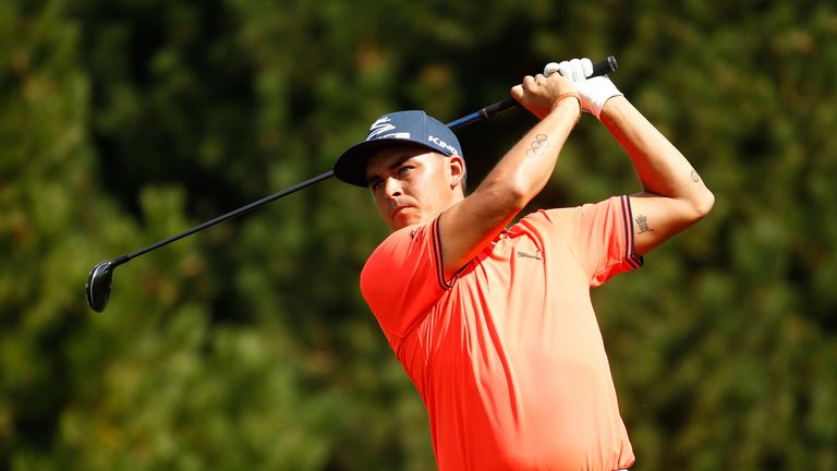LAKE FOREST, IL - SEPTEMBER 16:  Rickie Fowler hits his tee shot on the ninth hole during the third round of the BMW Championship at Conway Farms Golf Club