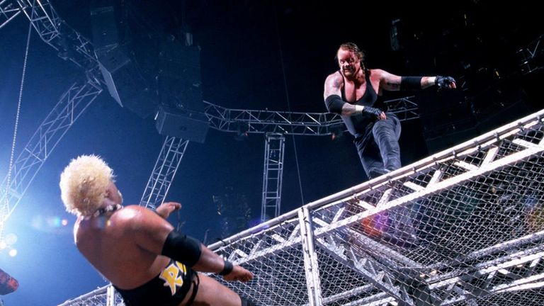 The Undertaker throwing Rikishi from the top of the cell is one of the most memorable moments from the match's brutal history.