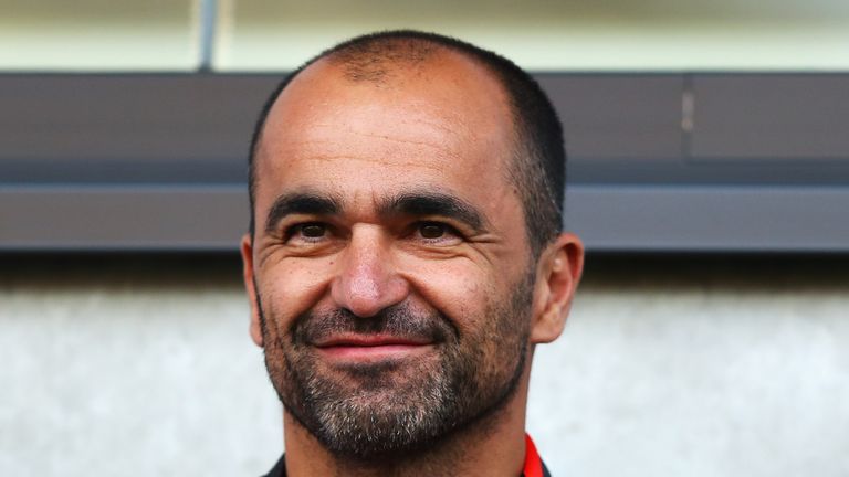  Belgium Mens Head Coach / Manager, Roberto Martinez looks on during a UEFA Women's Euro 2017 Qualifier between 