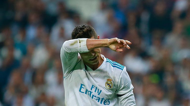 MADRID, SPAIN - SEPTEMBER 20:  Cristiano Ronaldo of Real Madrid CF reacts as he fail to score during the La Liga match between Real Madrid CF and Real Beti