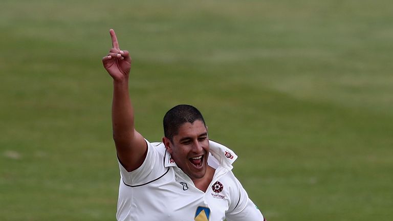 NORTHAMPTON, ENGLAND - APRIL 07:  Rory Kleinveldt of Northamptonshire celebrates after taking the wicket of David Lloyd, LBW for a duck during the Specsave