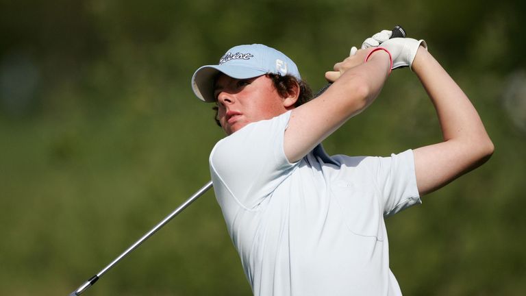 COVENTRY, ENGLAND - MAY 14:  Amateur, Rory McIlroy of Ireland tees off on the fifth hole during the Pro-am for The Daily Telegraph Dunlop British Masters a