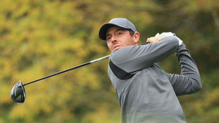 Rory McIlroy of Northern Ireland tees off on the 4th hole during day three of the British Masters at Close House