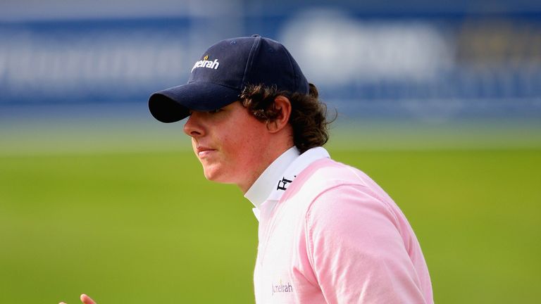 SUTTON COLDFIELD, UNITED KINGDOM - SEPTEMBER 20:  Rory McIlroy of Northern Ireland acknowledges the crowd on the ninth hole during round one of the Quinn D