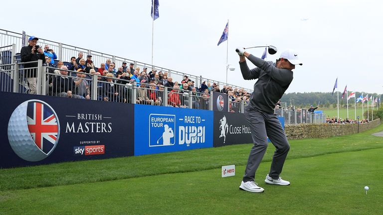 NEWCASTLE UPON TYNE, ENGLAND - SEPTEMBER 27:  Rory McIlroy of Northern Ireland hits his tee shot on the 1st hole during the pro am ahead of the British Mas