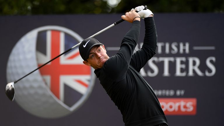 NEWCASTLE UPON TYNE, ENGLAND - SEPTEMBER 28:  Rory McIlroy of Northern Ireland hits his tee shot on the 15th hole during day one of the British Masters at 