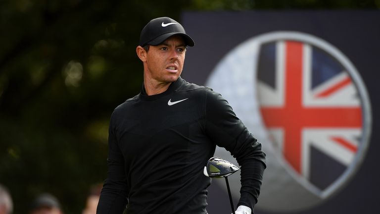 NEWCASTLE UPON TYNE, ENGLAND - SEPTEMBER 28:  Rory McIlroy of Nothern Ireland watches his tee shot on the 15th hole during day one of the British Masters a