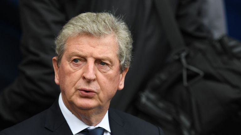 Crystal Palace's English manager Roy Hodgson looks on before the English Premier League football match between Manchester City and Crystal Palace at the Et