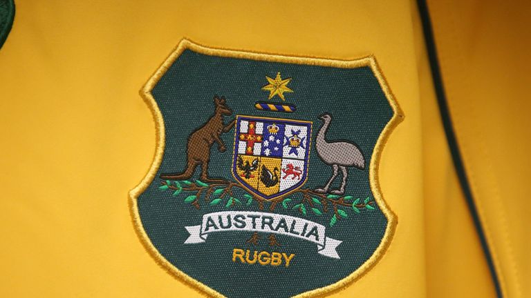 The Australia Rugby emblem on a  Wallabies jersey