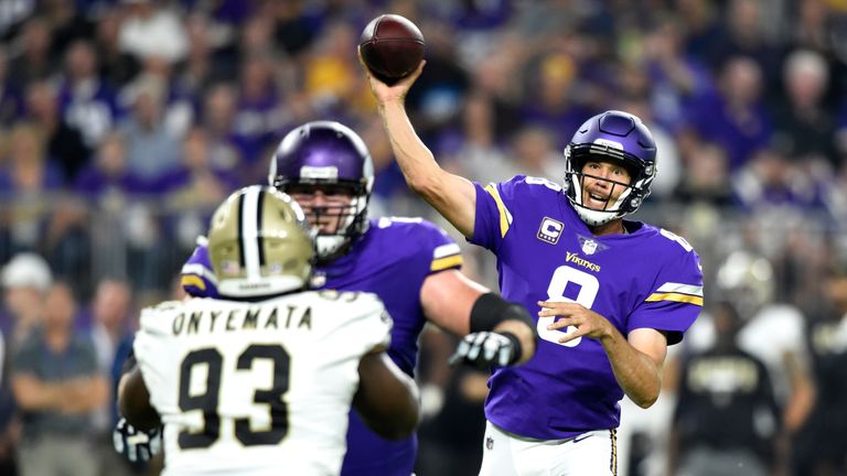 MINNEAPOLIS, MN - SEPTEMBER 11: Sam Bradford #8 of the Minnesota Vikings passes the ball in the third quarter of the game against the New Orleans Saints on
