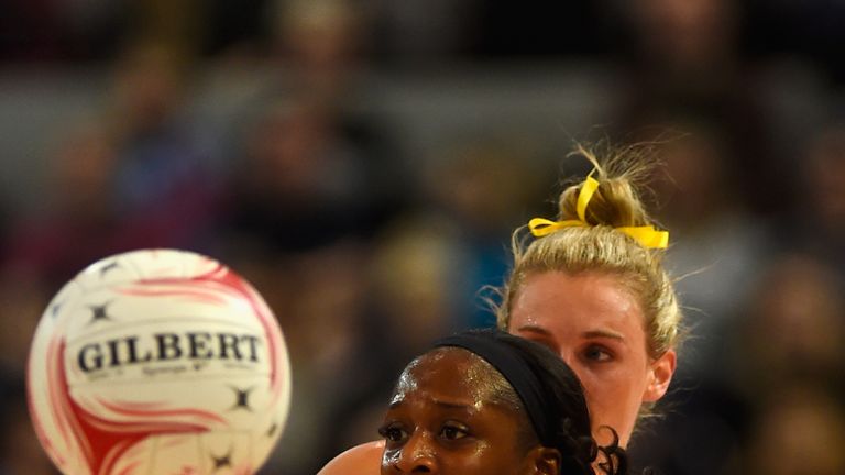 LONDON, ENGLAND - JANUARY 22:  Sasha Corbin of England in action during the second International Netball Series match between England and Australia at Copp