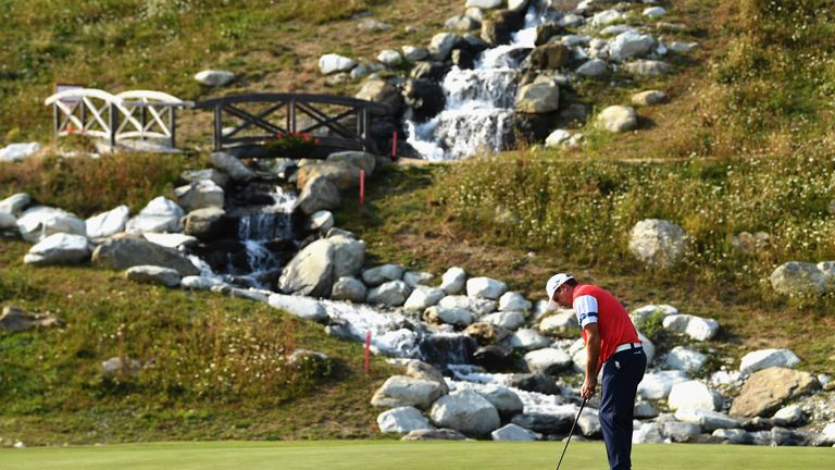 CRANS-MONTANA, SWITZERLAND - SEPTEMBER 08: Scott Hend of Australia on the 13th  during Day Two of the 2017 Omega European Masters at Crans-sur-Sierre Golf 