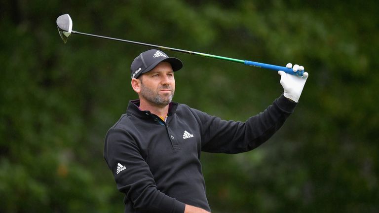 Sergio Garcia of Spain plays his shot from the fourth tee during round three of the Dell Technologies Championship at TPC Boston