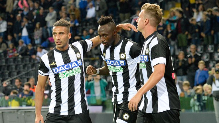 UDINE, ITALY - SEPTEMBER 30:  Seko Mohamed Fofana of  Udinese Calcio celebrates after scoring  his team's fourth goal from the penalty spot during the Seri