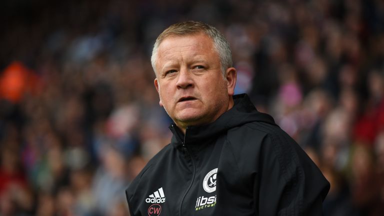 SHEFFIELD, ENGLAND - SEPTEMBER 16: Chris Wilder manager of Sheffield United looks on during the Sky Bet Championship match between Sheffield United and Nor