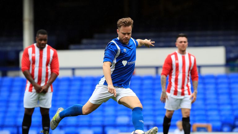 Olly Murs during the Bradley Lowery charity match at Goodison Park, Liverpool.