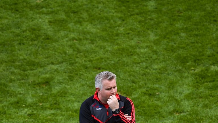 A dejected Mayo manager Stephen Rochford after the match between Dublin and Mayo at Croke Park in Dublin.