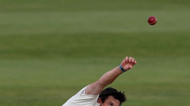 Steven Mullaney of Nottinghamshire bowls during the Specsavers County Championship Division Two