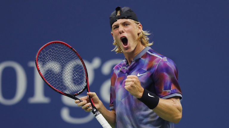 Denis Shapovalov of Canada reacts during his fourth round match against Pablo Carreno Busta of Spain on Day Seven of the 2017 US Open