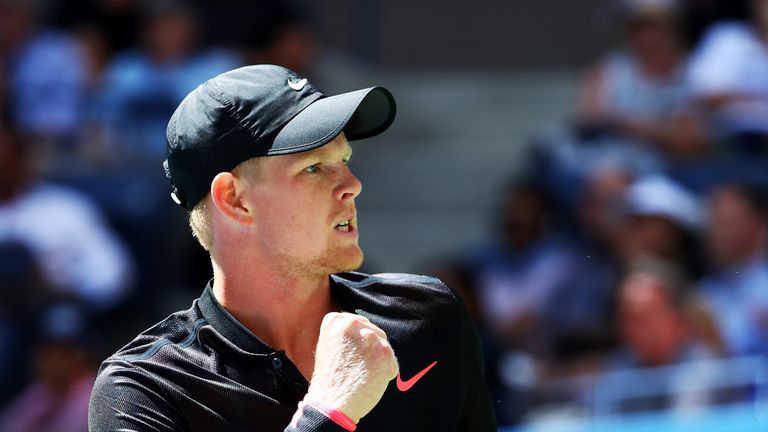 Kyle Edmund of Great Britain reacts during his third round match against Denis Shapovalov of Canada on Day Five of the 2017 US Open