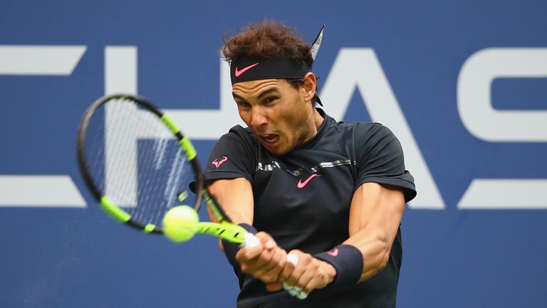 Rafael Nadal of Spain returns a shot against Kevin Anderson of South Africa during their Men's Singles finals match at US Open