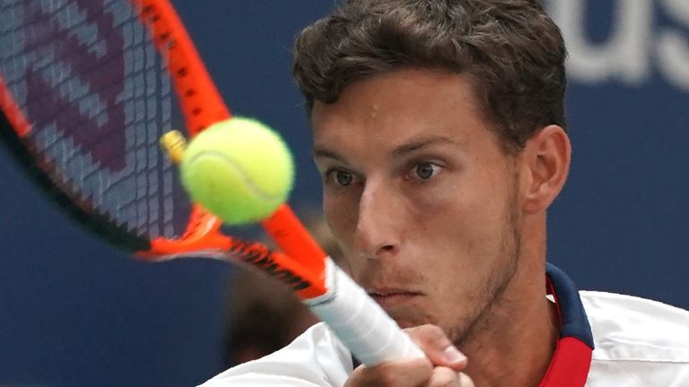 Pablo Carreno Busta of Spain returns the ball against Diego Schwartzman of Argentina  during their quarterfinal Men's Singles match during the US Open 2017