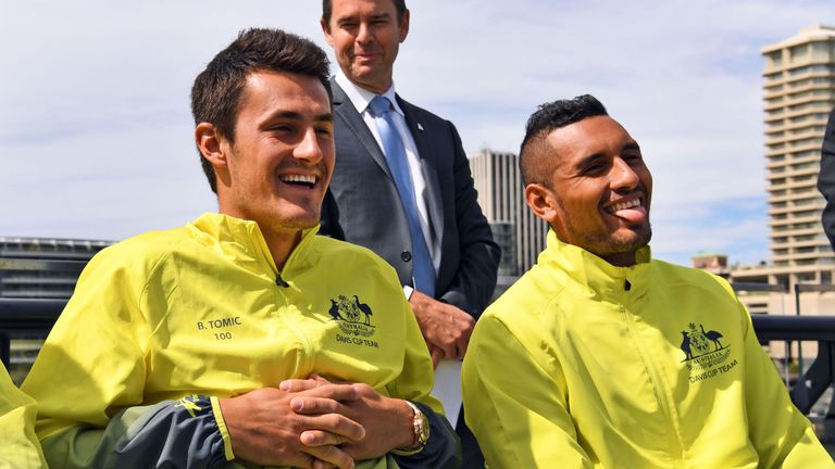 Australian team-mates Bernard Tomic and Nick Kyrgios