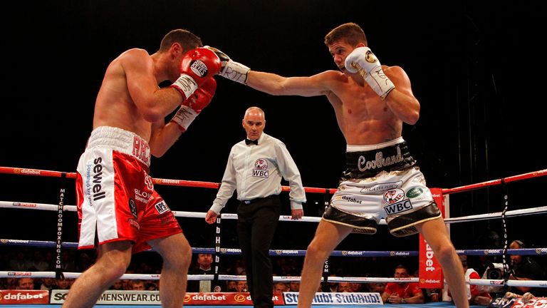 Luke Campbell (right) in action against Tommy Coyle during there Vacant WBC International Lightweight title and WBC Eliminator contest at Craven Park