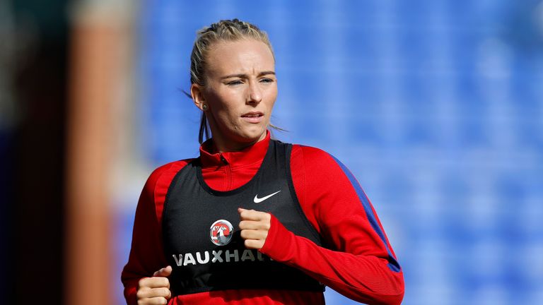 England's Toni Duggan during a training session at Prenton Park on 18 Sep, 2017