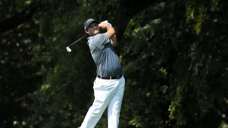 Patrick Reed of the United States plays his shot from the second tee during the second round of the Tour Championship