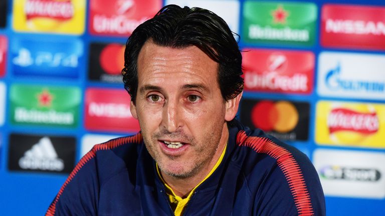 11/09/17 
 CELTIC PARK - GLASGOW 
 PSG manager Unai Emery speaks to the press
