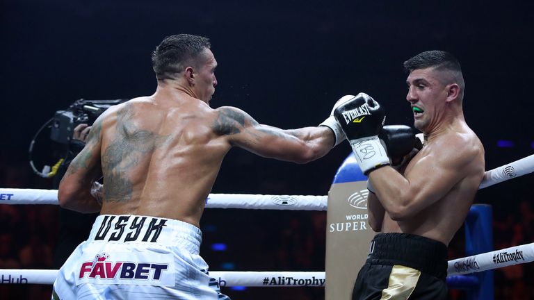 Olexsnadr Usyk dominated Marco Huck before stopping the German in the tenth round