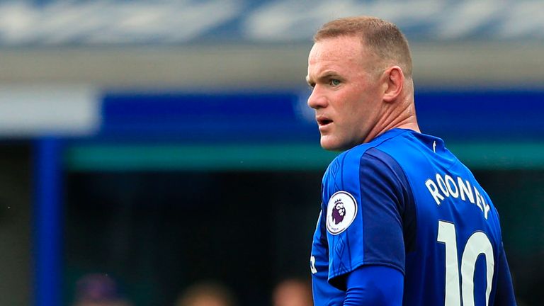 Everton's English striker Wayne Rooney looks on during the English Premier League football match between Everton and Tottenham Hotspur at Goodison Park in 
