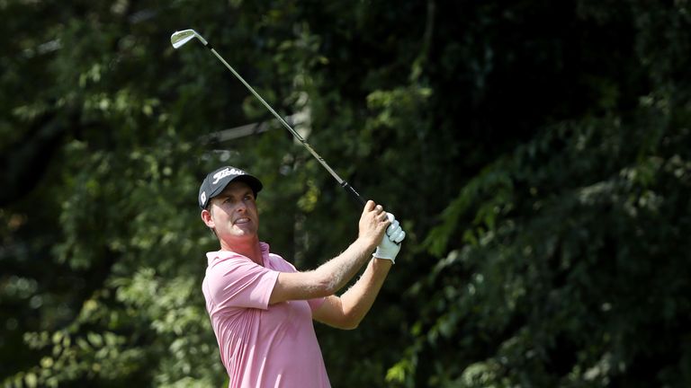 Webb Simpson of the United States plays his shot from the second tee during the second round of the Tour Championship at East Lake