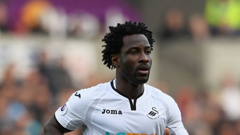 SWANSEA, WALES - SEPTEMBER 10:  Swansea player Wilfried Bony in action during the Premier League match between Swansea City and Newcastle United at Liberty