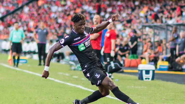 Crystal Palace midfielder Wilfried Zaha in action during the Premier League Asia Trophy match between West Brom and Crystal Palace