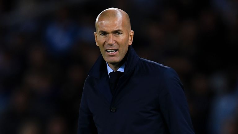 SAN SEBASTIAN, SPAIN - SEPTEMBER 17:  Head coach Zinedine Zidane of Real Madrid CF looks on during the La Liga match between Real Sociedad and Real Madrid 